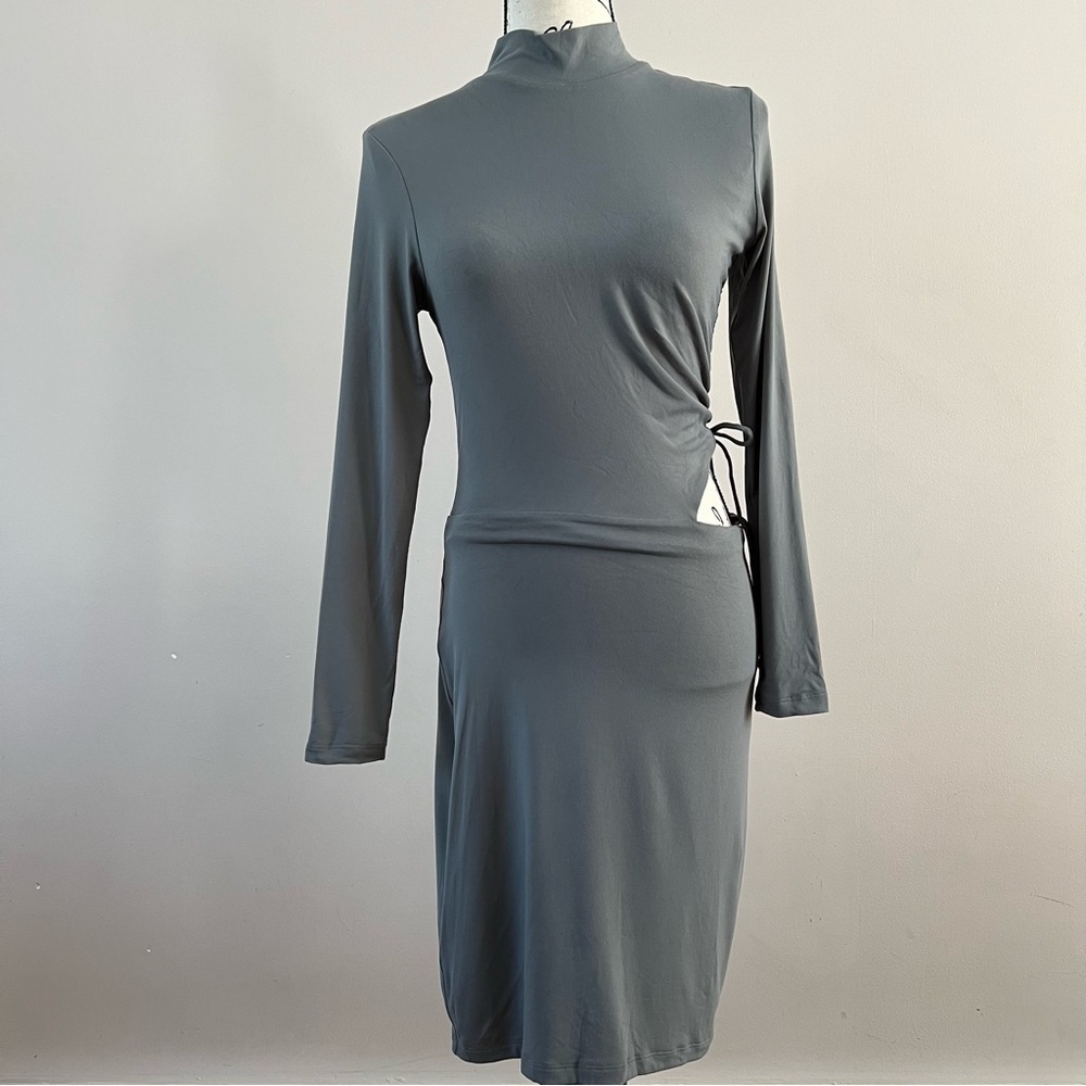 Susana Monaco mock turtleneck cut out mini dress ladies size medium gray